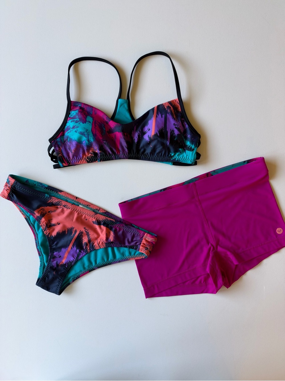 Roxy Magenta and Tropical Print Women’s Bikini Set